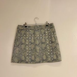 Bar III faux suede studded snakeskin skirt
